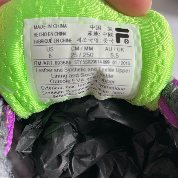 Fila Cool Max sneakers worn once size 8 gray, purple & lime green - Picture 7 of 8